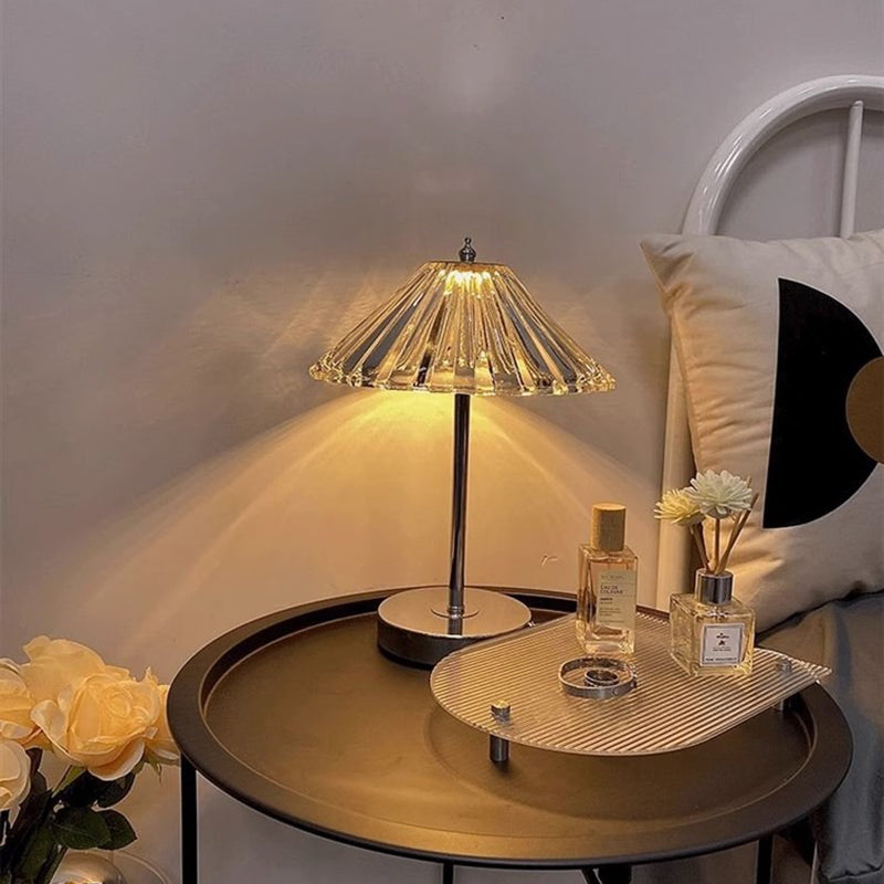 Transparent Glass Pumpkin Lampshade Table Lamp