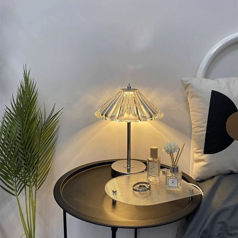 Transparent Glass Pumpkin Lampshade Table Lamp