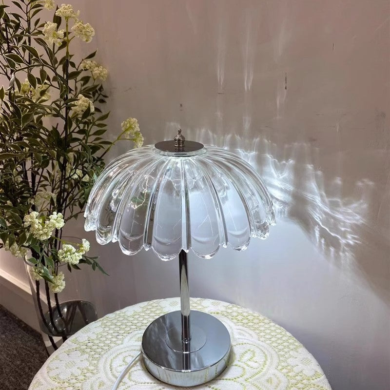 Transparent Glass Pumpkin Lampshade Table Lamp