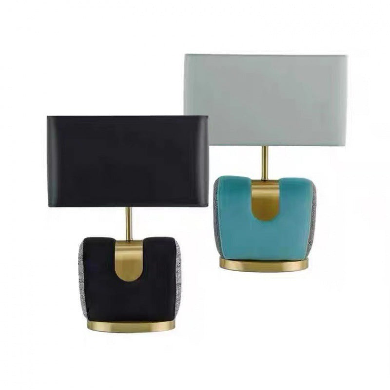 Rectangle Hardware Flannel Fabric Table Lamp