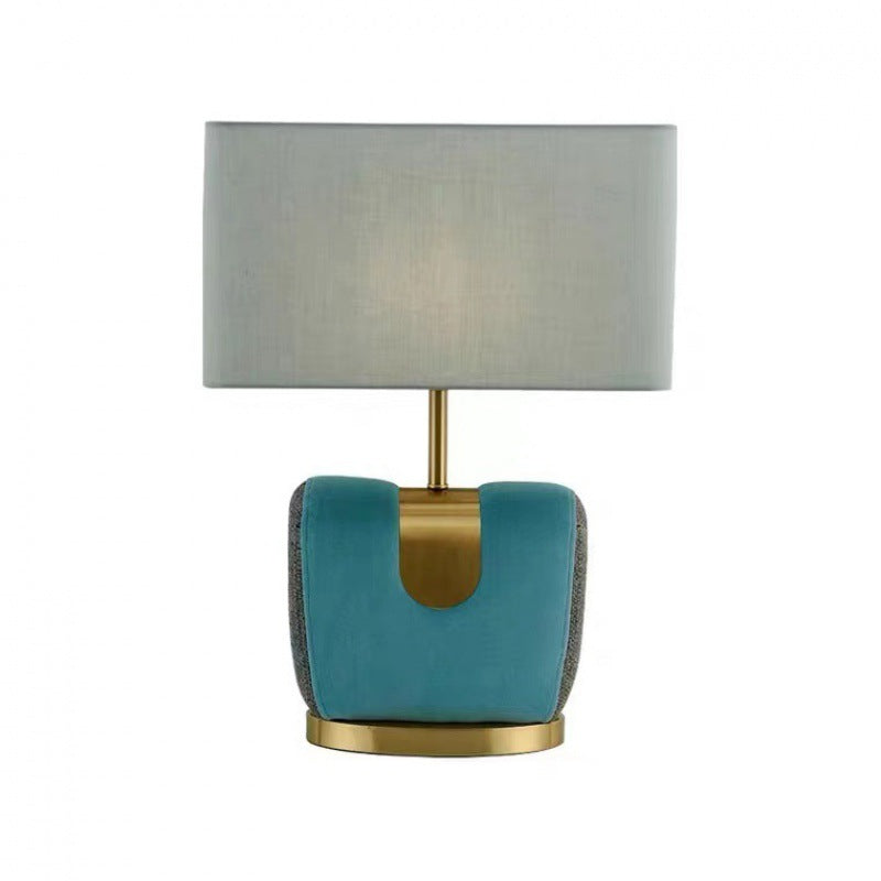 Rectangle Hardware Flannel Fabric Table Lamp