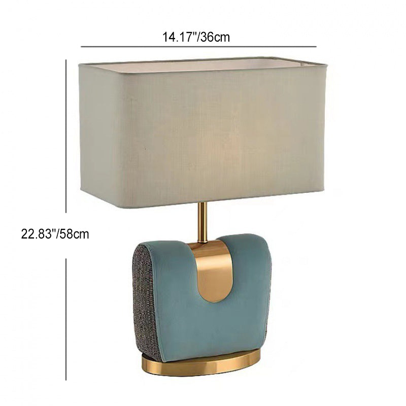 Rectangle Hardware Flannel Fabric Table Lamp