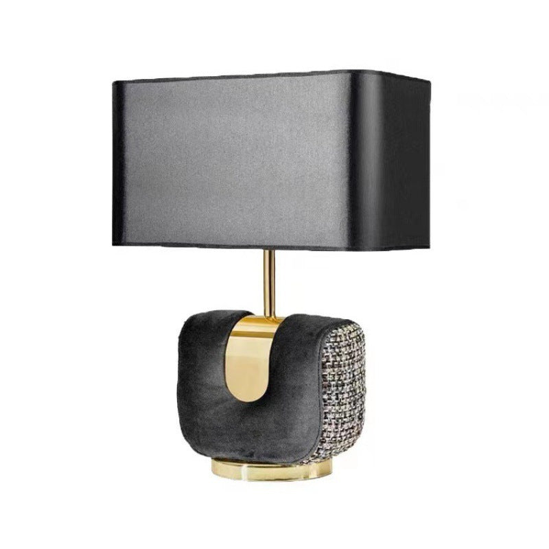 Rectangle Hardware Flannel Fabric Table Lamp
