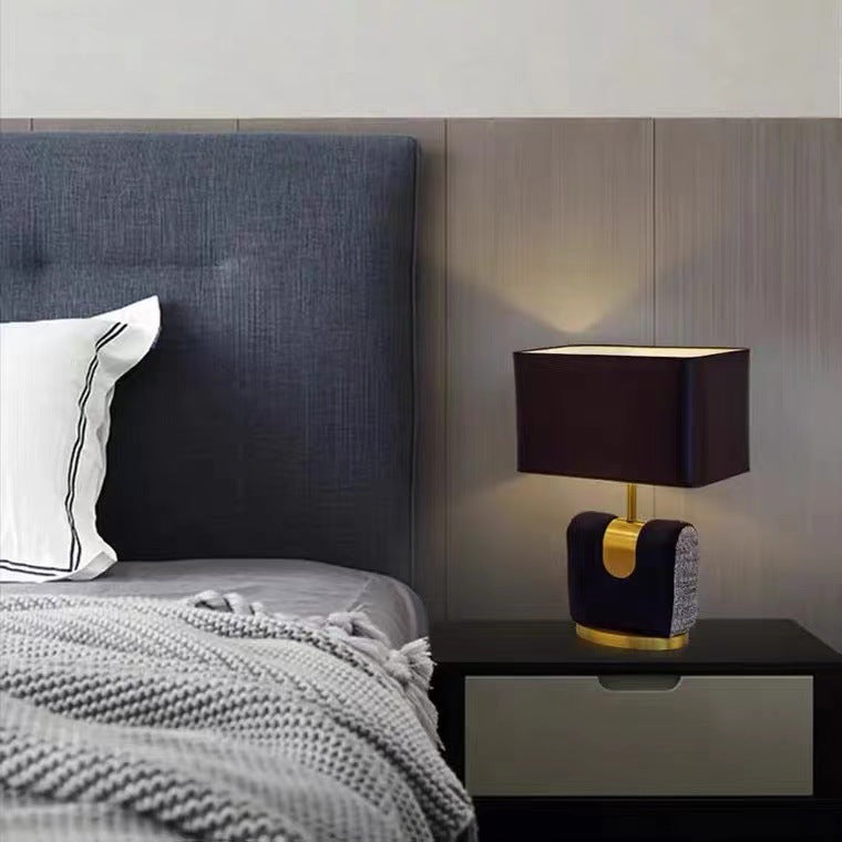 Rectangle Hardware Flannel Fabric Table Lamp
