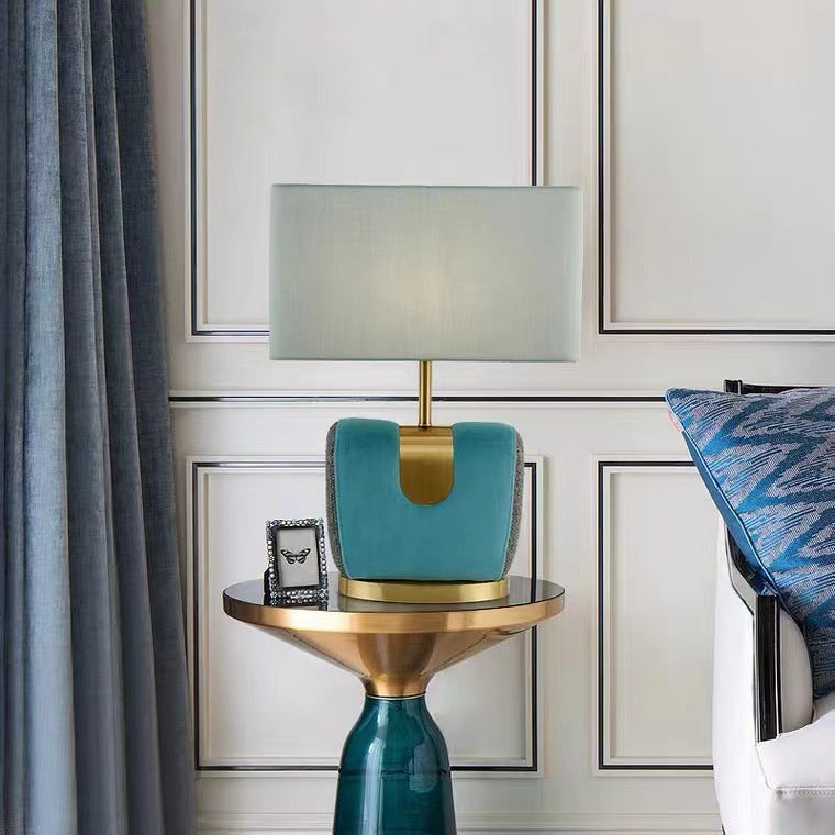 Rectangle Hardware Flannel Fabric Table Lamp