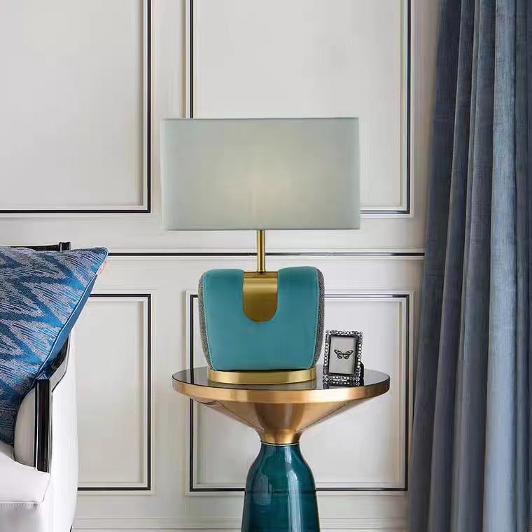 Rectangle Hardware Flannel Fabric Table Lamp