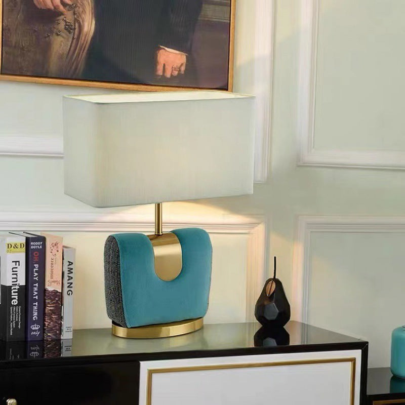 Rectangle Hardware Flannel Fabric Table Lamp