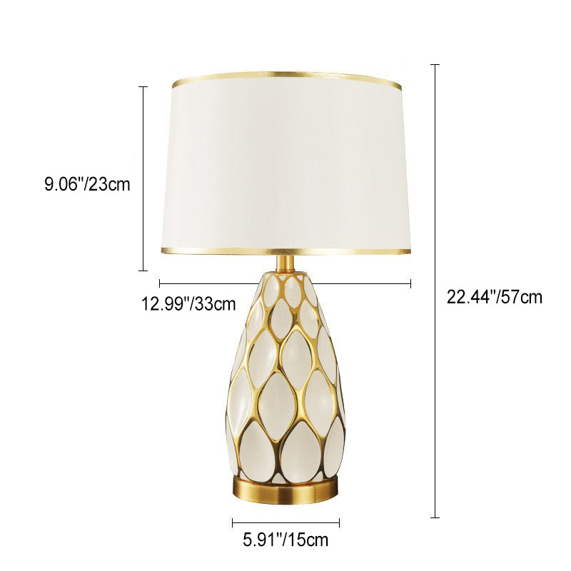 Handmade Ceramic Column Fabric Table Lamp