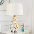 Handmade Ceramic Column Fabric Table Lamp
