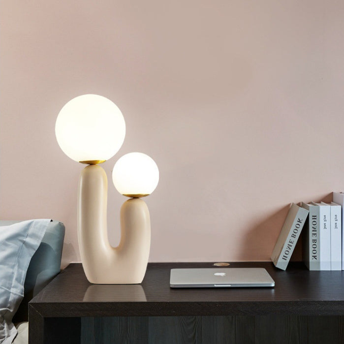 Resin 2-Headed Globe Glass Table Lamp