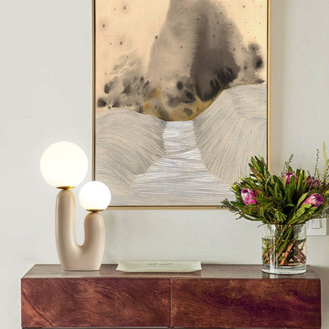 Resin 2-Headed Globe Glass Table Lamp