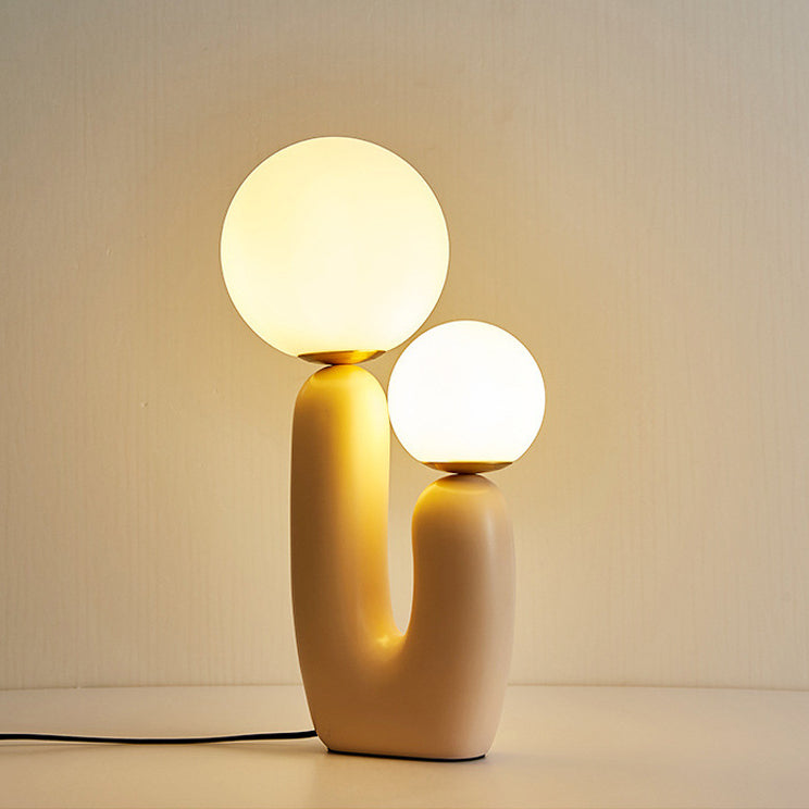 Resin 2-Headed Globe Glass Table Lamp