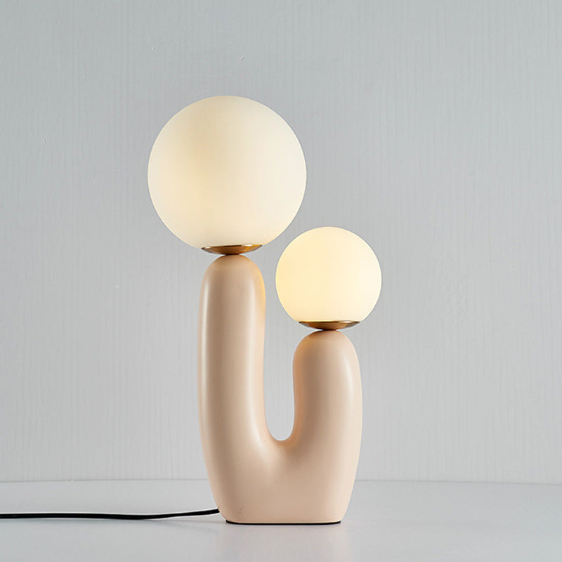 Resin 2-Headed Globe Glass Table Lamp