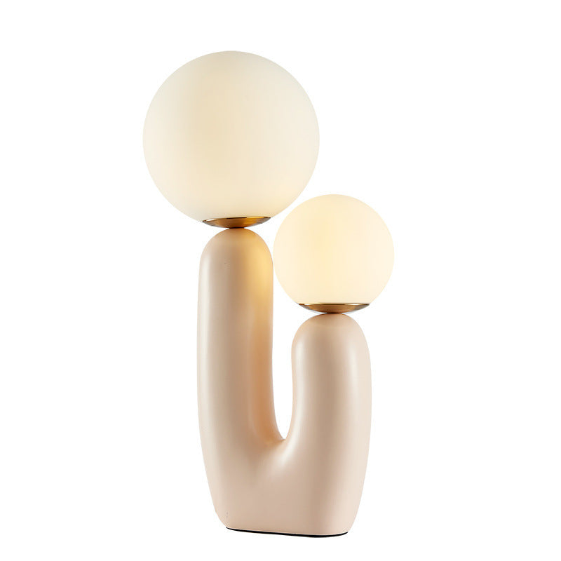 Resin 2-Headed Globe Glass Table Lamp