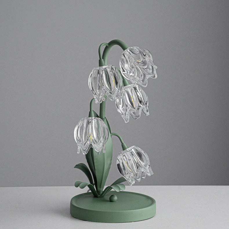 Tulip Flower Iron Glass Table Lamp