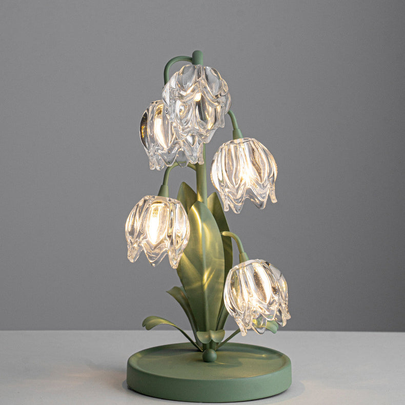 Tulip Flower Iron Glass Table Lamp