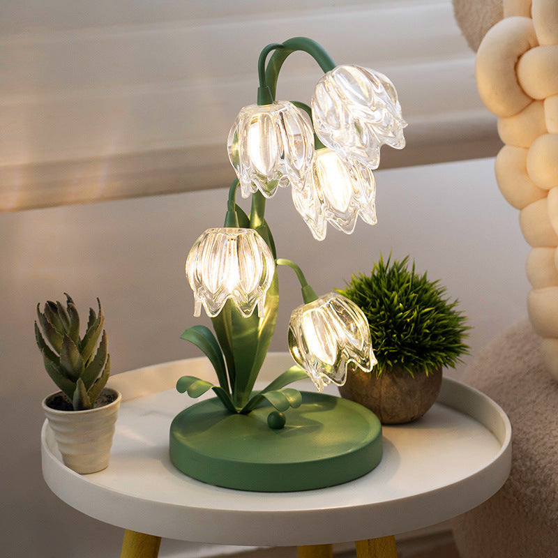 Tulip Flower Iron Glass Table Lamp