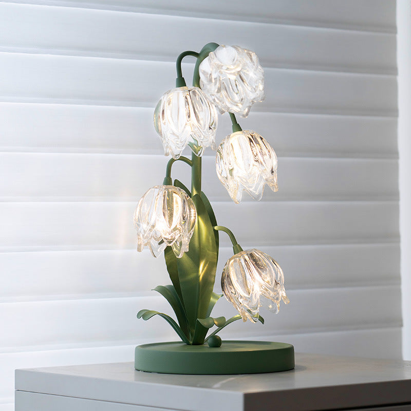 Tulip Flower Iron Glass Table Lamp