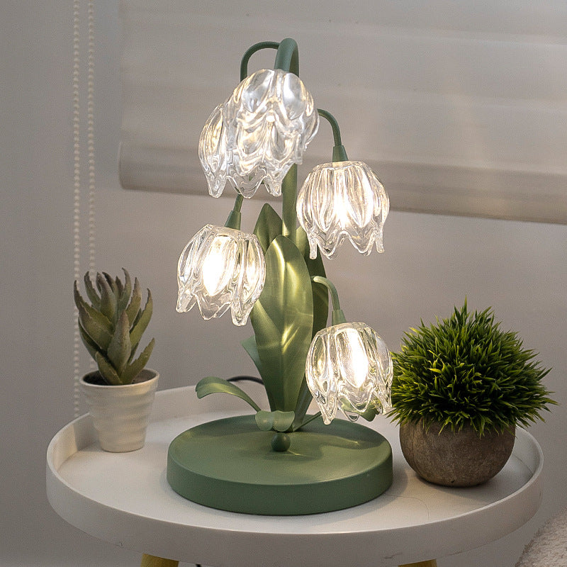 Tulip Flower Iron Glass Table Lamp