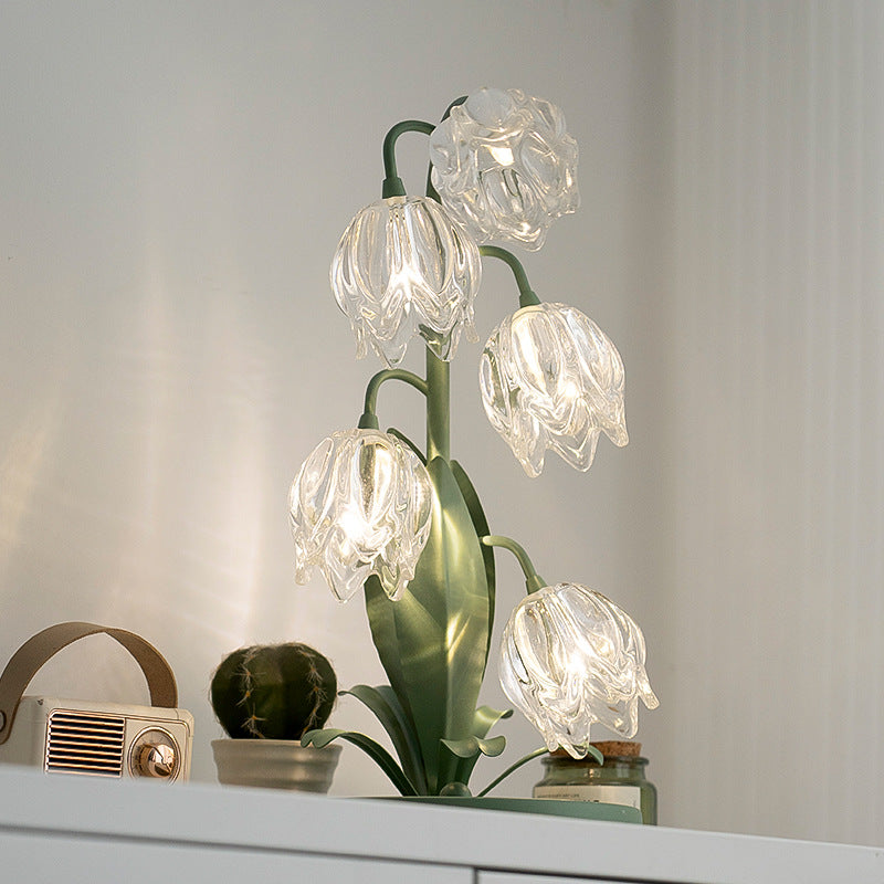 Tulip Flower Iron Glass Table Lamp