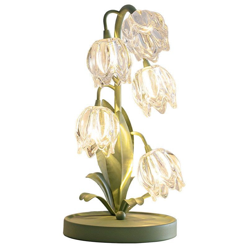 Tulip Flower Iron Glass Table Lamp