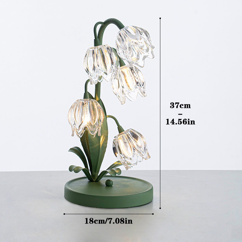 Tulip Flower Iron Glass Table Lamp