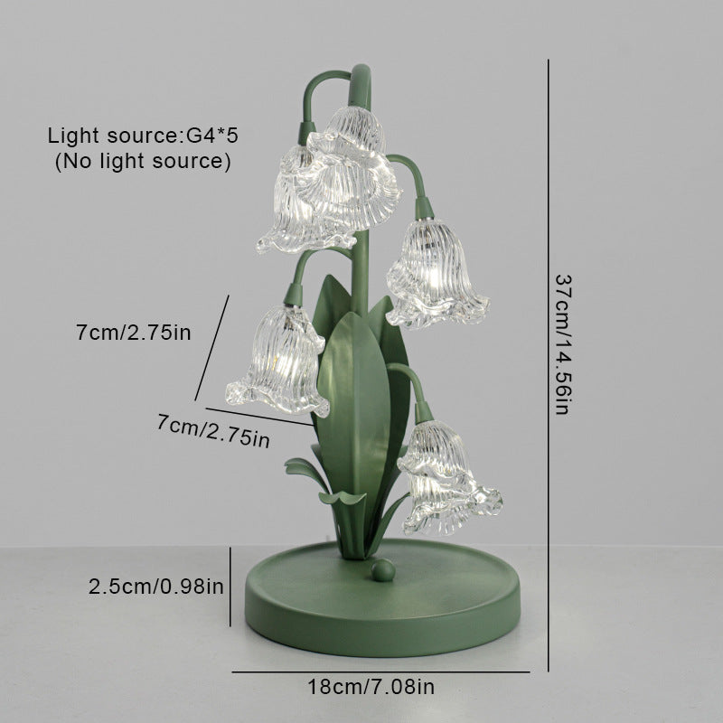 Tulip Flower Iron Glass Table Lamp