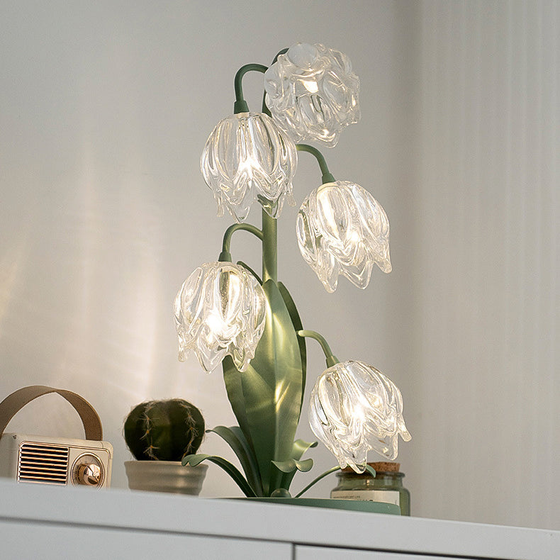 Tulip Flower Iron Glass Table Lamp