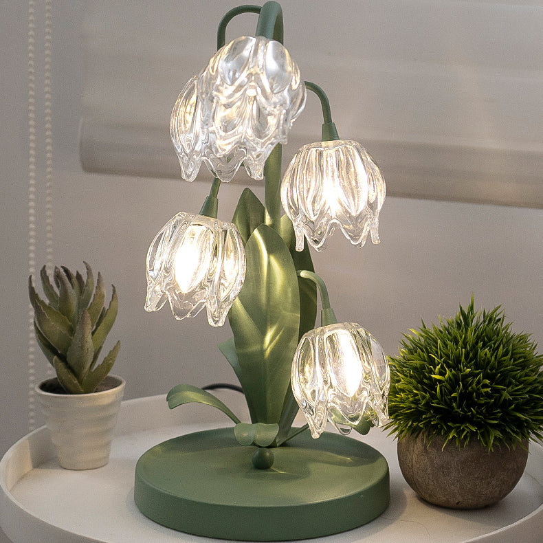 Tulip Flower Iron Glass Table Lamp