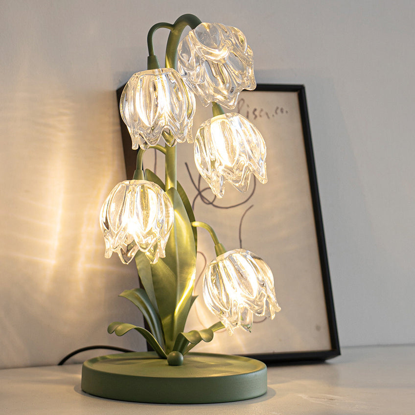 Tulip Flower Iron Glass Table Lamp