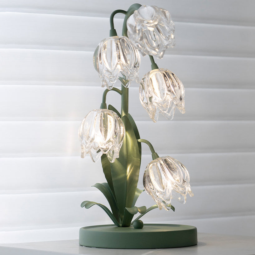 Tulip Flower Iron Glass Table Lamp