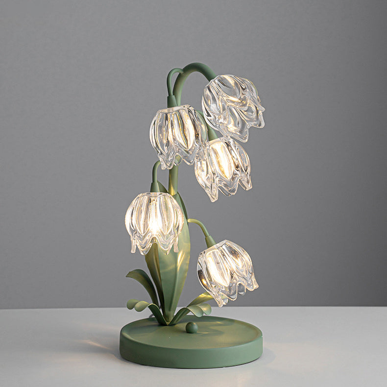 Tulip Flower Iron Glass Table Lamp