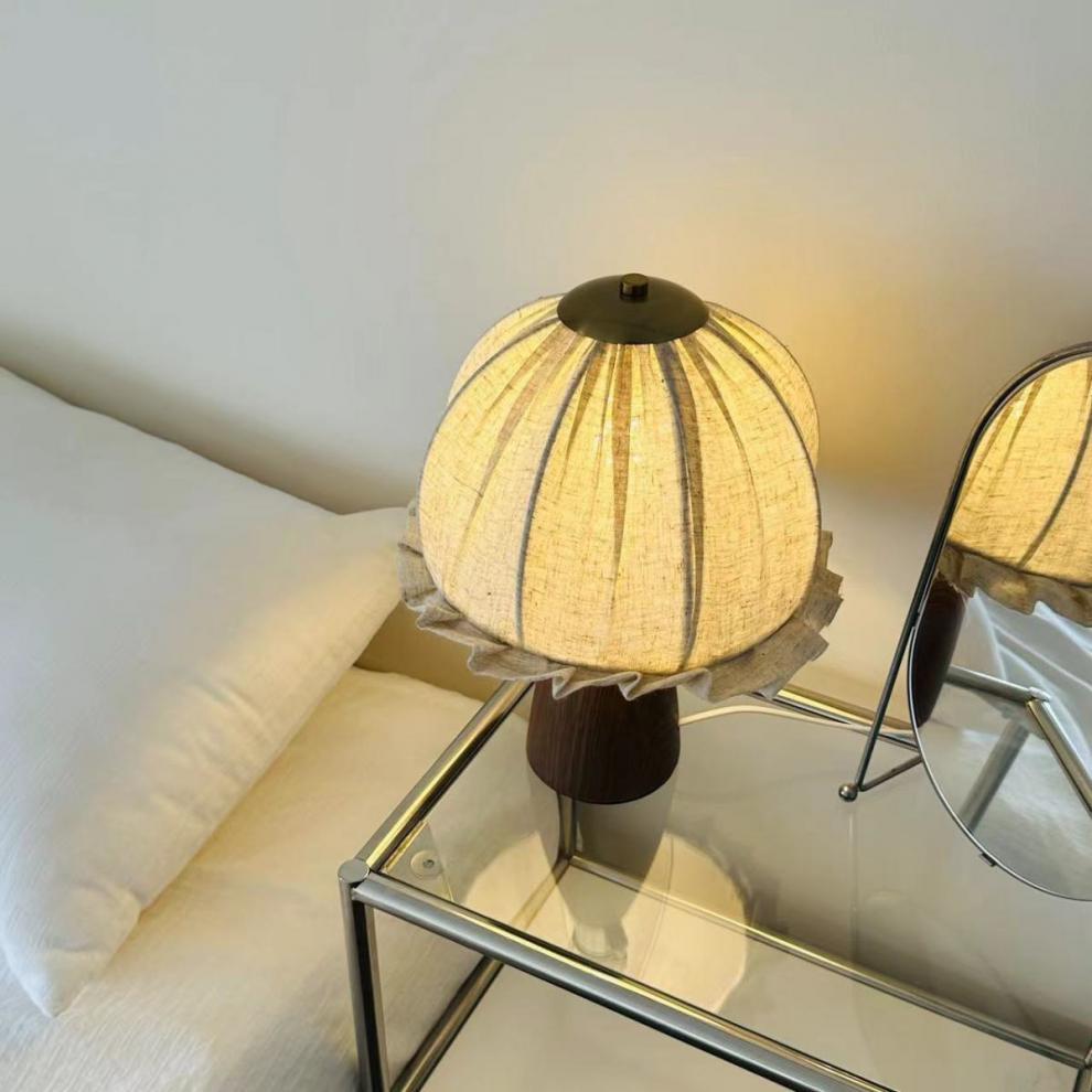 Ceramic Handmade Linen Flower Table Lamp