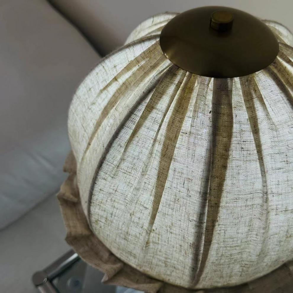 Ceramic Handmade Linen Flower Table Lamp