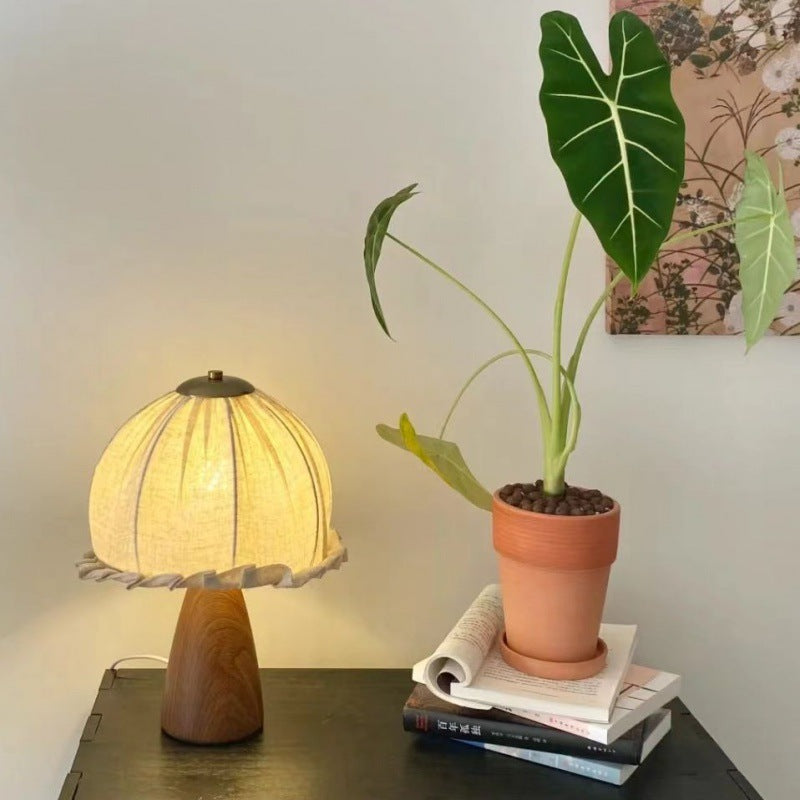 Ceramic Handmade Linen Flower Table Lamp