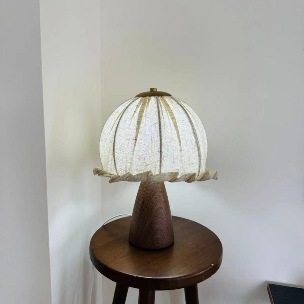Ceramic Handmade Linen Flower Table Lamp