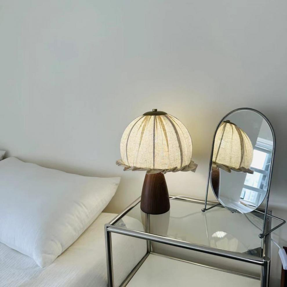 Ceramic Handmade Linen Flower Table Lamp