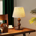 Wood Fabric Conical Shape Table Lamp