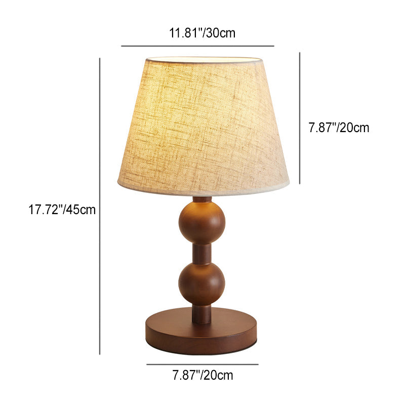 Wood Fabric Conical Shape Table Lamp