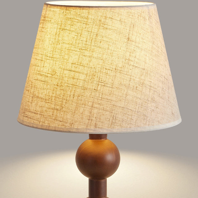 Wood Fabric Conical Shape Table Lamp