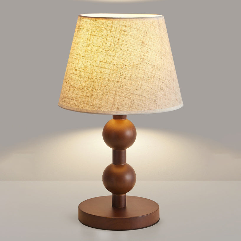 Wood Fabric Conical Shape Table Lamp