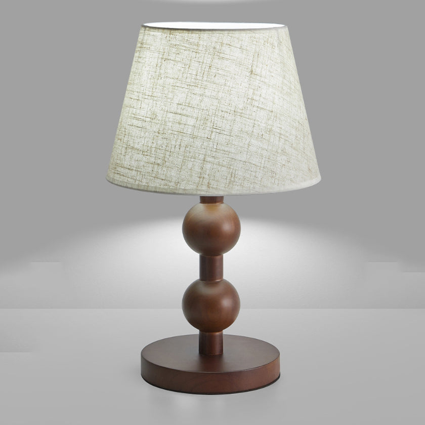 Wood Fabric Conical Shape Table Lamp