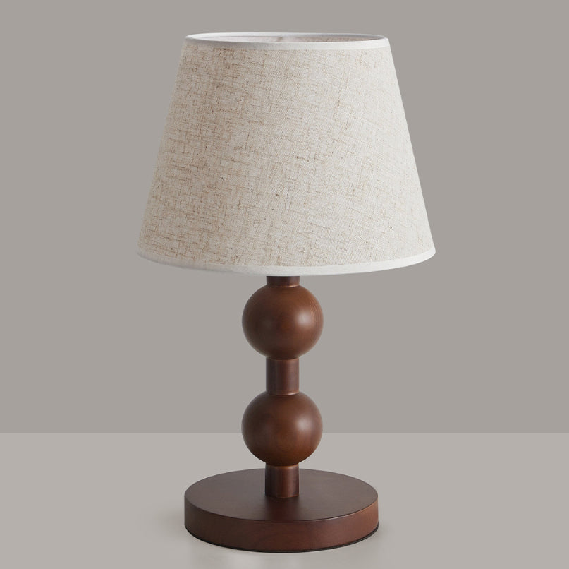 Wood Fabric Conical Shape Table Lamp