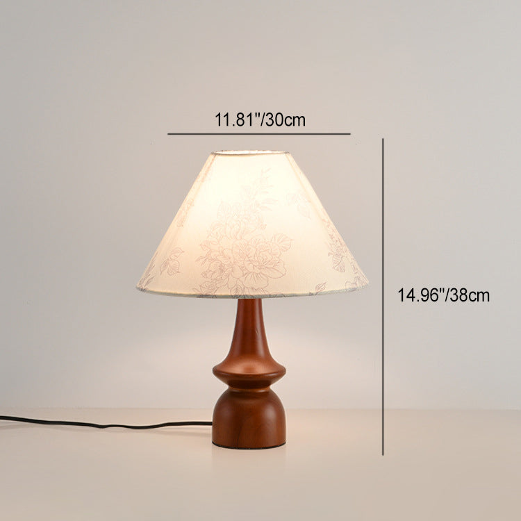 Pleated Conical Flower Pattern Table Lamp