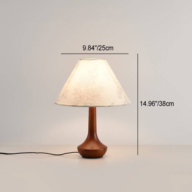 Pleated Conical Flower Pattern Table Lamp