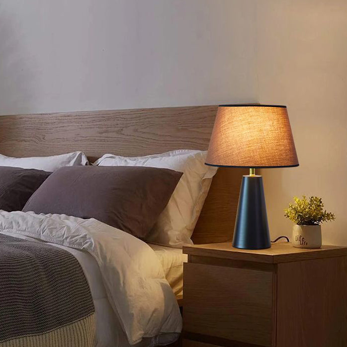 Drum Fabric Iron Bedroom Table Lamp