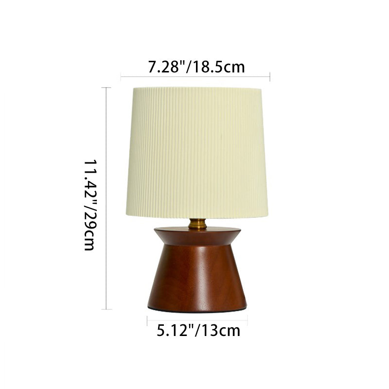Wood Fabric Stripes Cylinder Table Lamp