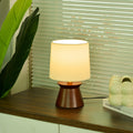 Wood Fabric Stripes Cylinder Table Lamp