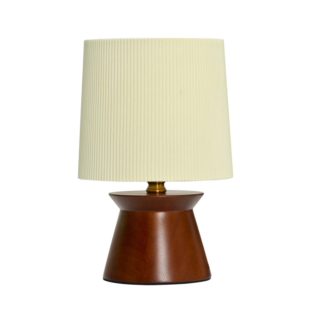 Wood Fabric Stripes Cylinder Table Lamp