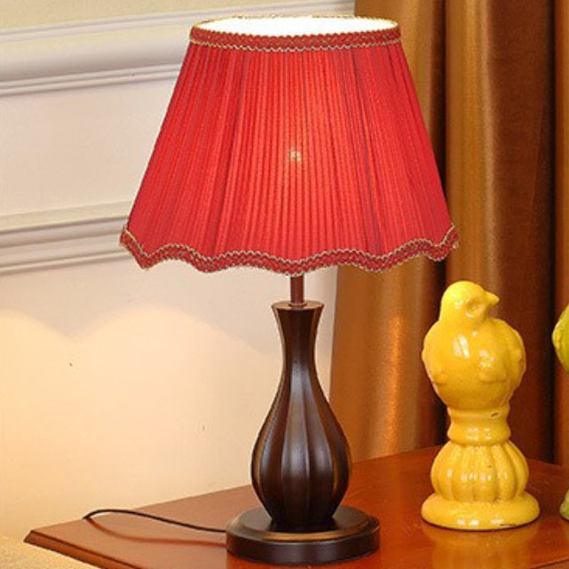 Drum Fabric Wood Living Table Lamp